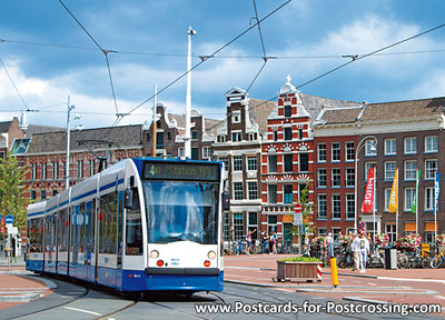 Tram on the Muntplein in Amsterdam postcard